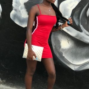 Red striped fitted dress H&M